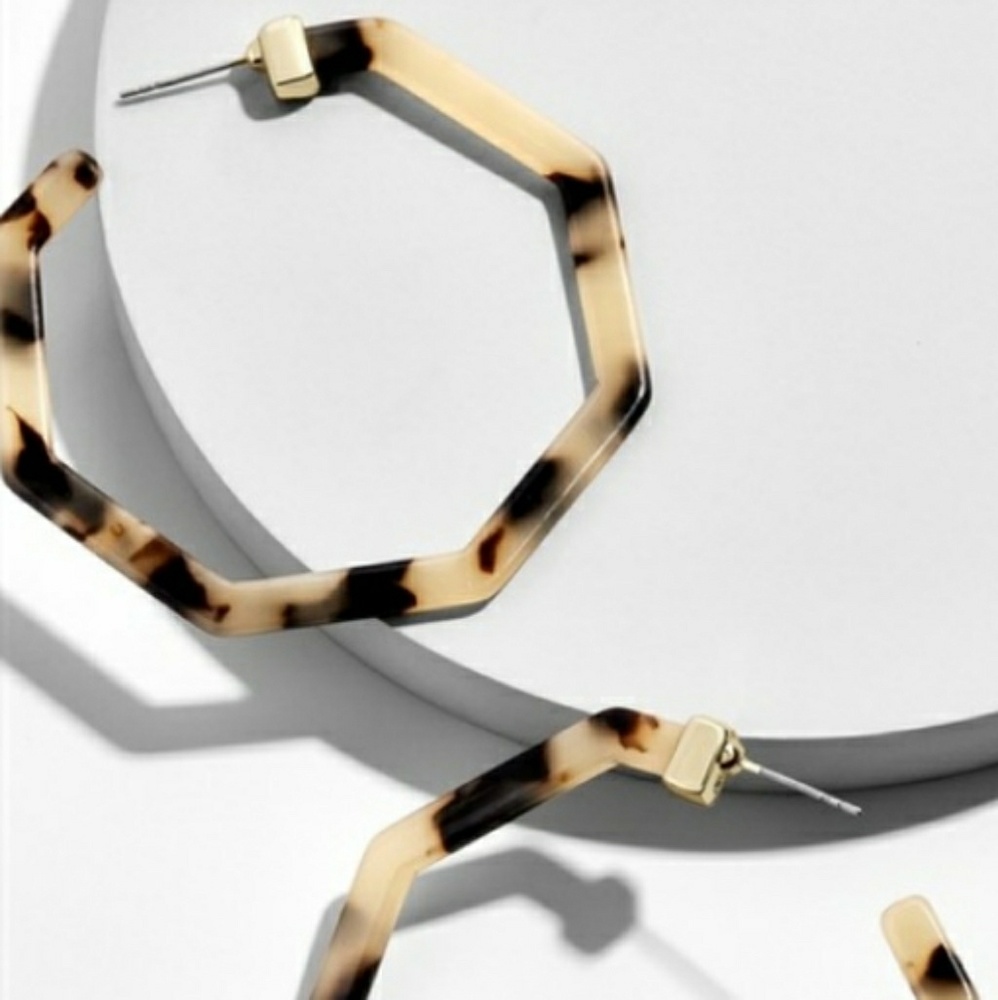 Light Tortoise Shell Hoop Earrings ear ring - Picture 2 of 3